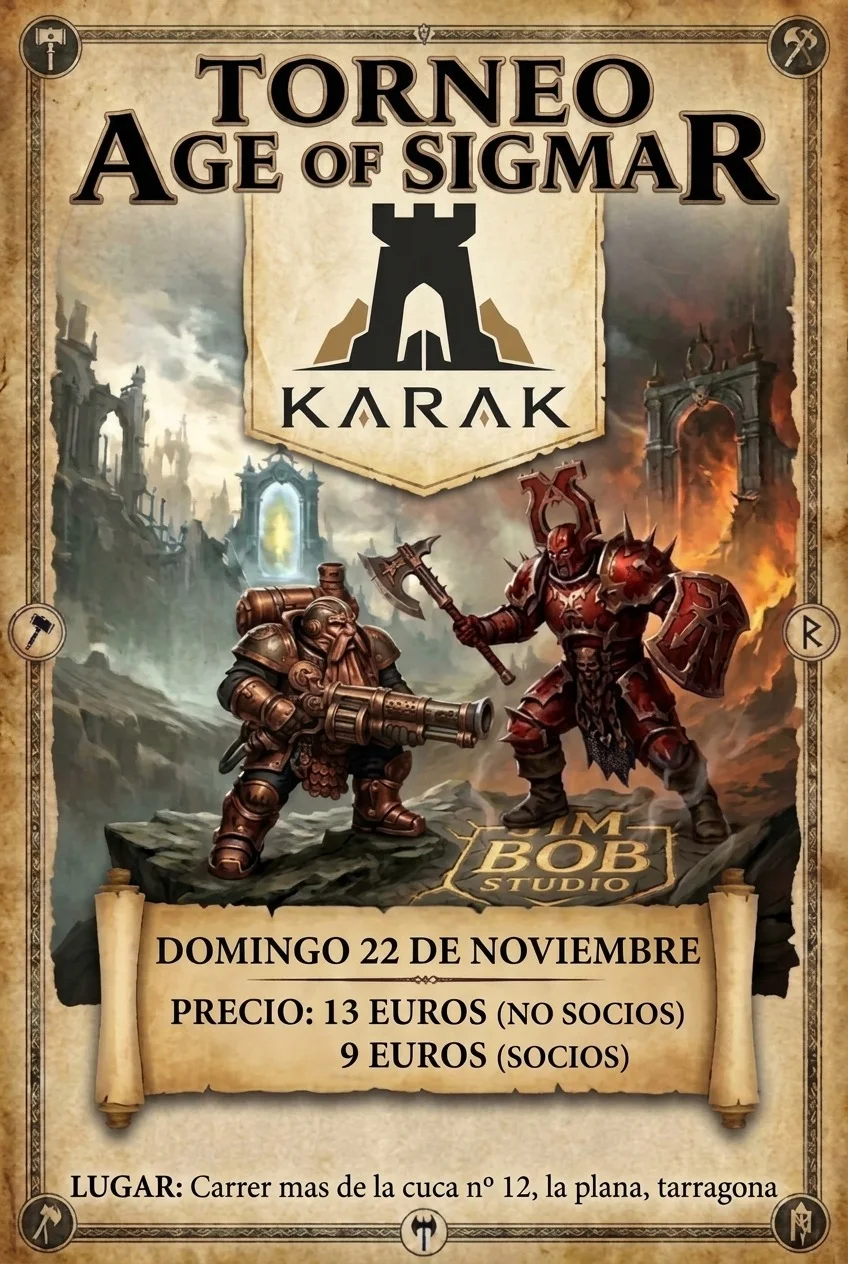 Cartel de I Torneo de Warhammer Age of Sigmar en Karak