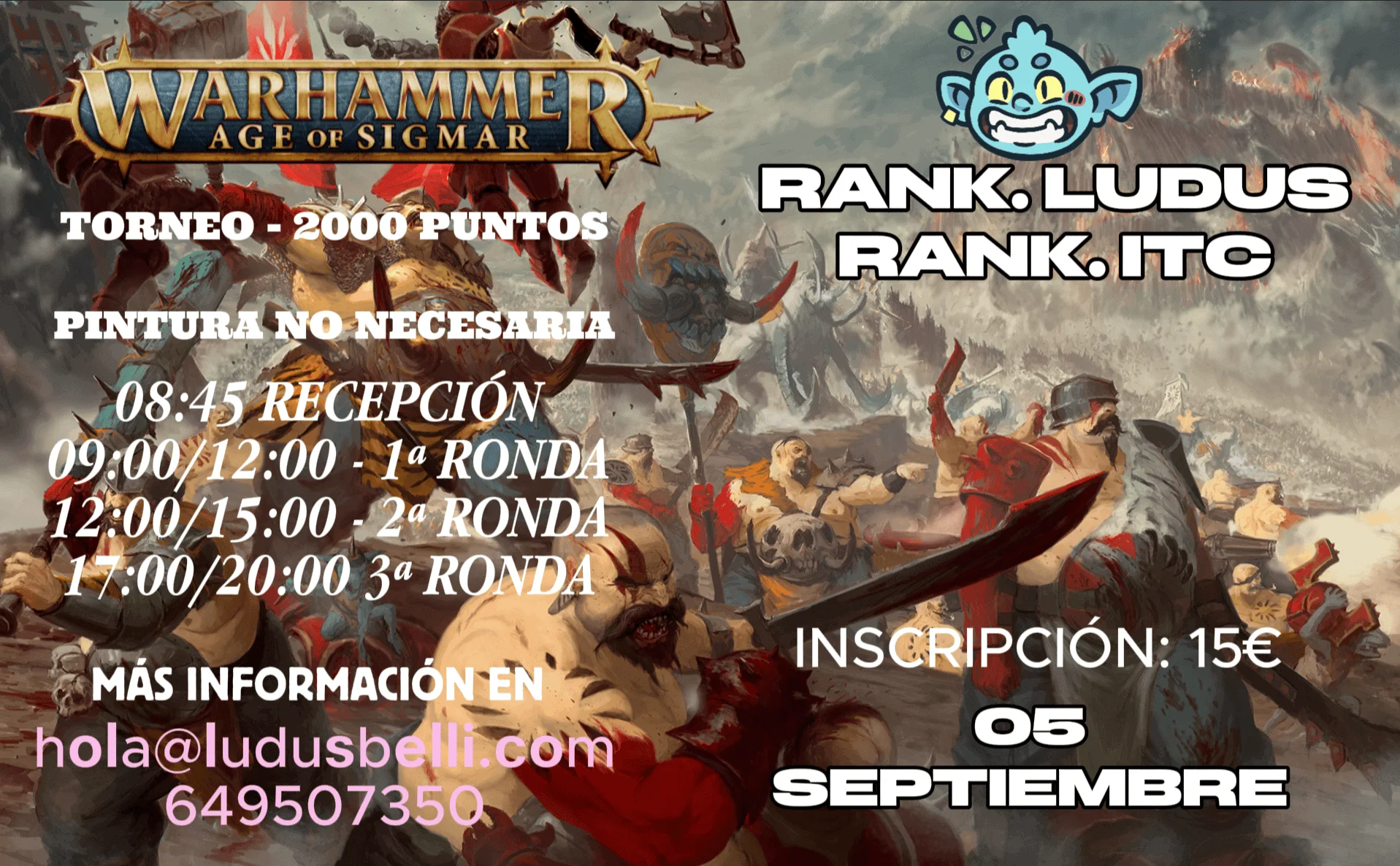 Cartel de Torneo Age of Sigmar Ludus Belli 5 Septiembre