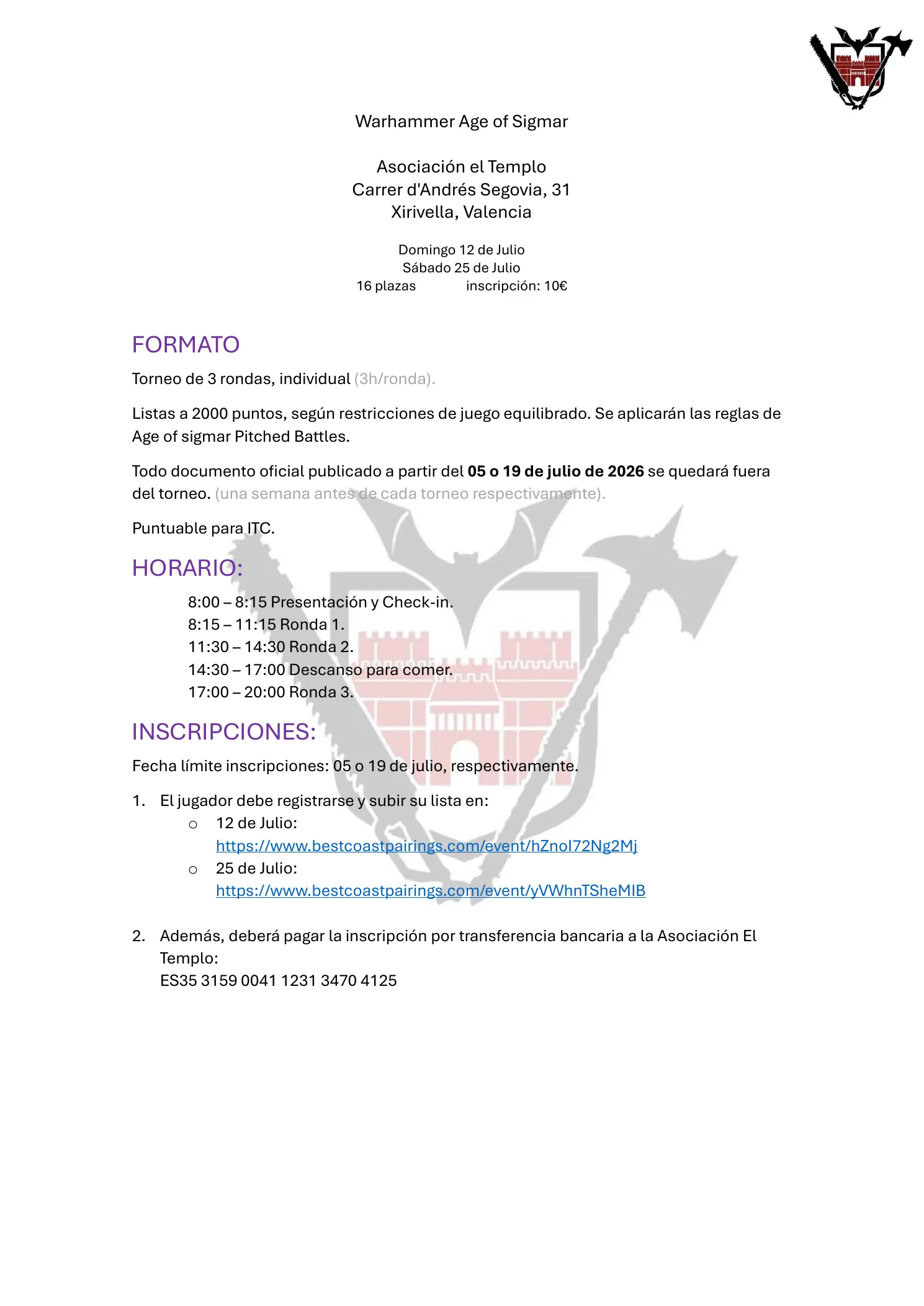 Cartel de Probando el GH en El Templo 25 Julio