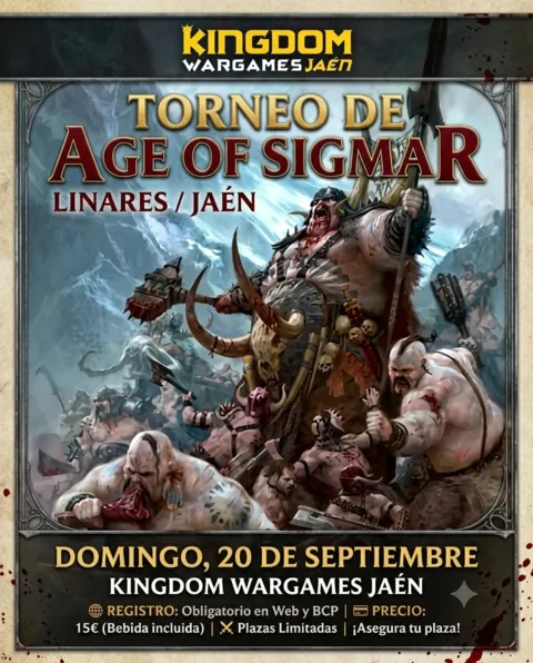 Cartel de Torneo Age of Sigmar Kingdom Wargames Jaén - 20 de Septiembre
