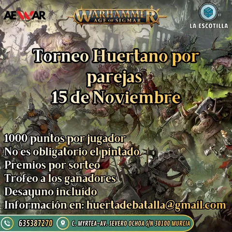 Cartel de Torneo Huertano por parejas - 15 de noviembre