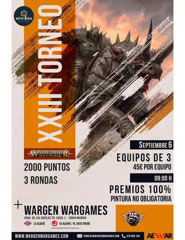 Cartel de XXIII Torneo Equipos Warhammer Age of Sigmar