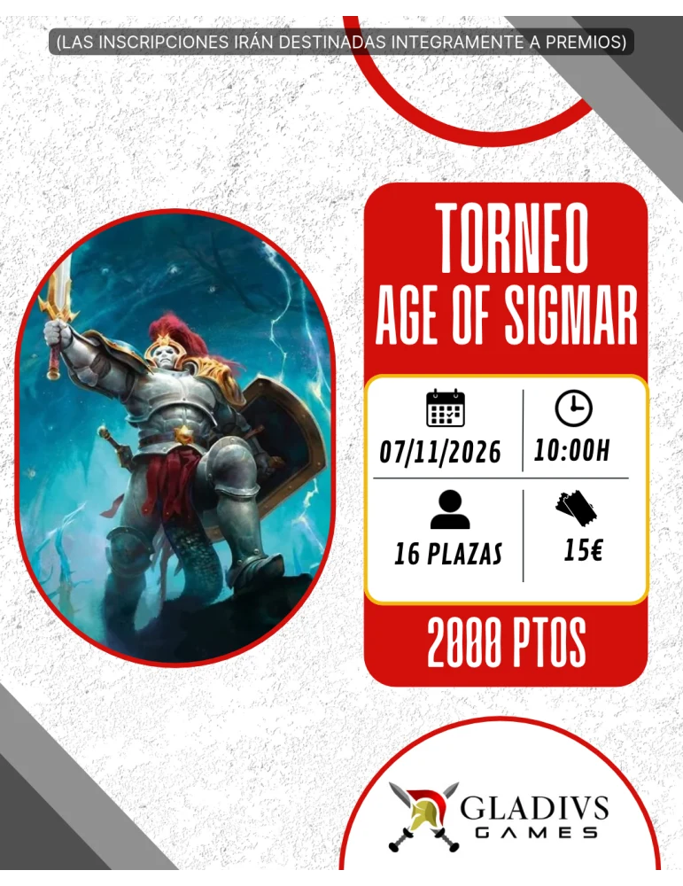 Cartel de Torneo Age of Sigmar Gladius Games - 7 de noviembre