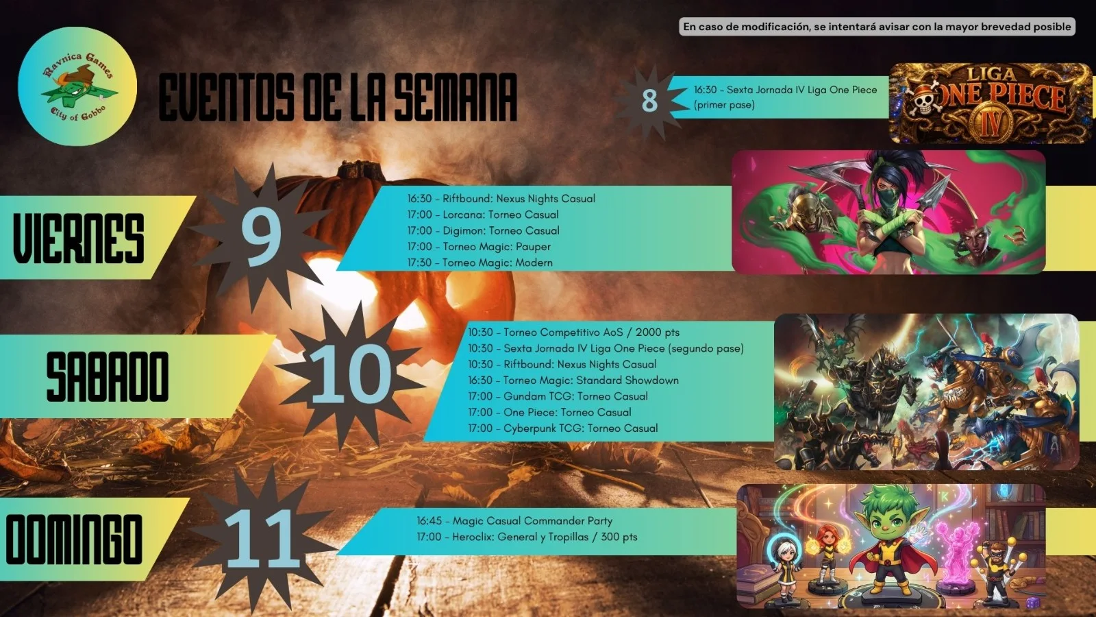 Cartel de Torneo Competitivo Age of Sigmar Ravnica Games - 10 de octubre