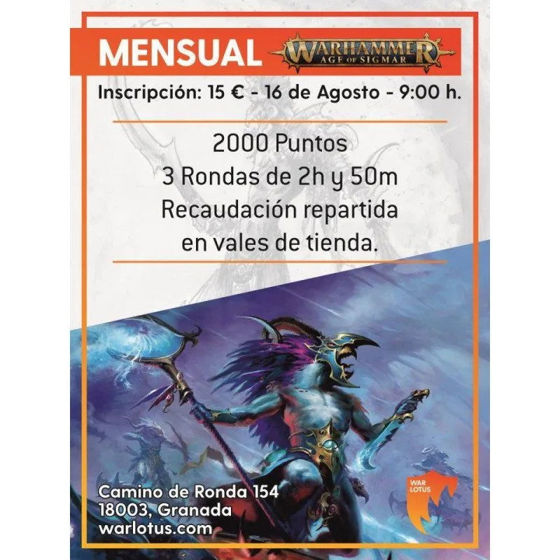 Cartel de Torneo Age of Sigmar War Lotus - 16 Agosto 2026