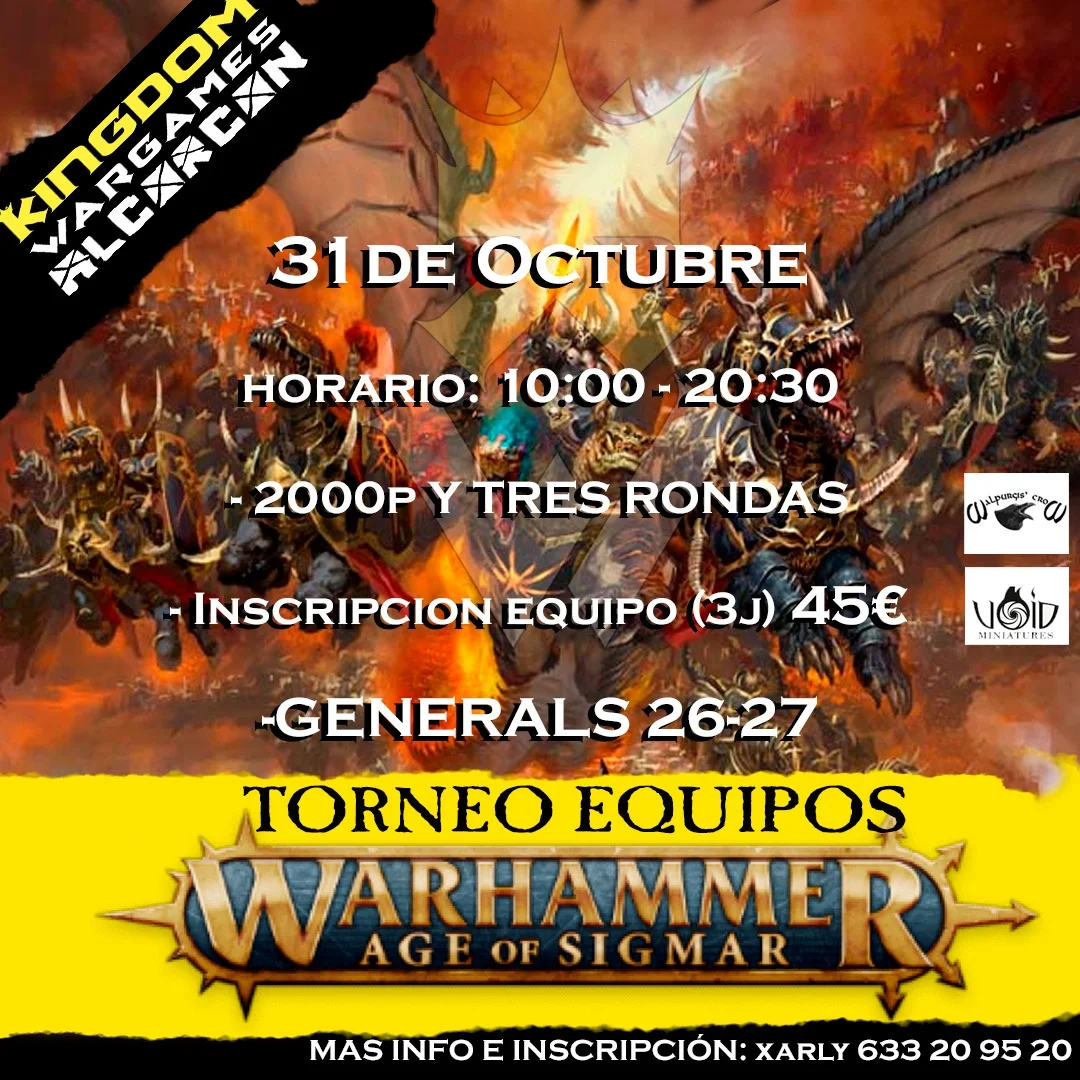 Cartel de Torneo Age of Sigmar por Equipos - Kingdom Wargames Alcorcón 31 de Octubre