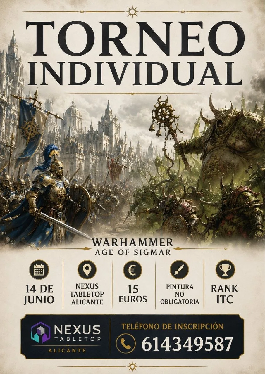Cartel de Torneo Individual Age of Sigmar Nexus Tabletop Alicante